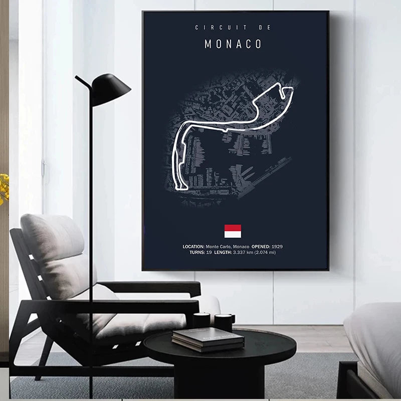 F1 Imola Monaco Track Circuit Canvas Painting