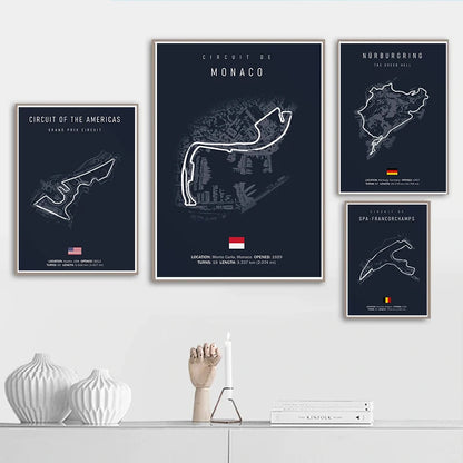 F1 Imola Monaco Track Circuit Canvas Painting
